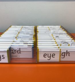 All Year 1 word cards stored in our tray