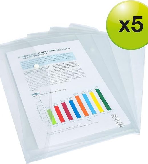 0695 ECO Recycled Popper Wallet A4+ Clear 5-pack