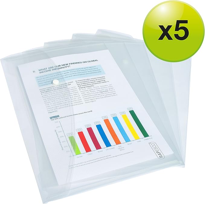 0695 ECO Recycled Popper Wallet A4+ Clear 5-pack