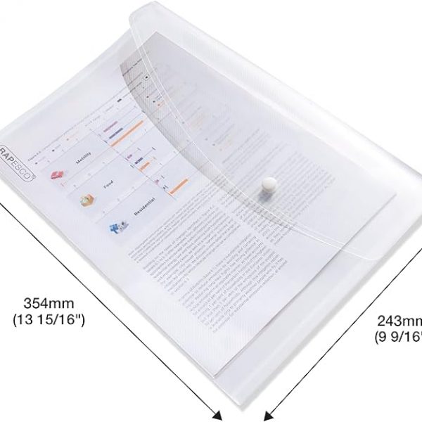 0695 ECO Recycled Popper Wallet A4+ Clear 5-pack2